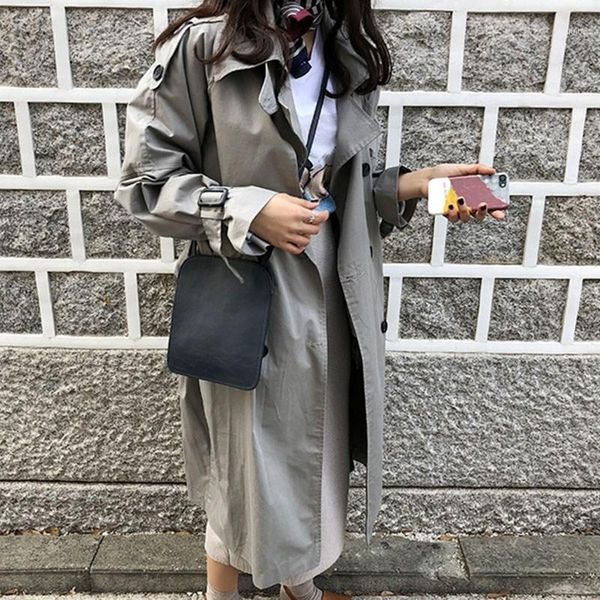 

trench coat for women clothes 2020 spring autumn korean fashion ladies long coat vintage windbreaker sobretudo feminino yy2301, Tan;black