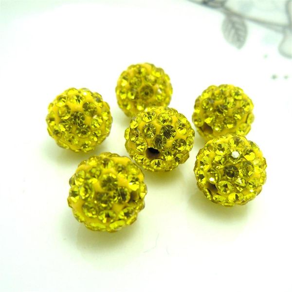 

100pcs 10mm bright yellow color austria bead crystal disco ball beads spacer beads 6 row crystal clay beads 27 color bbyhbj