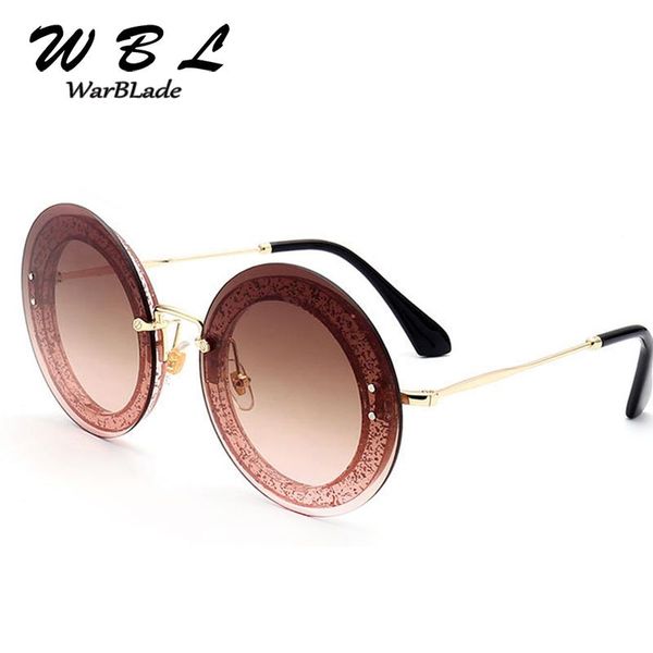 

warblade 2020 new oversized women rimless round sunglasses classic fashion sun glasses female vintage big gradient shades, White;black