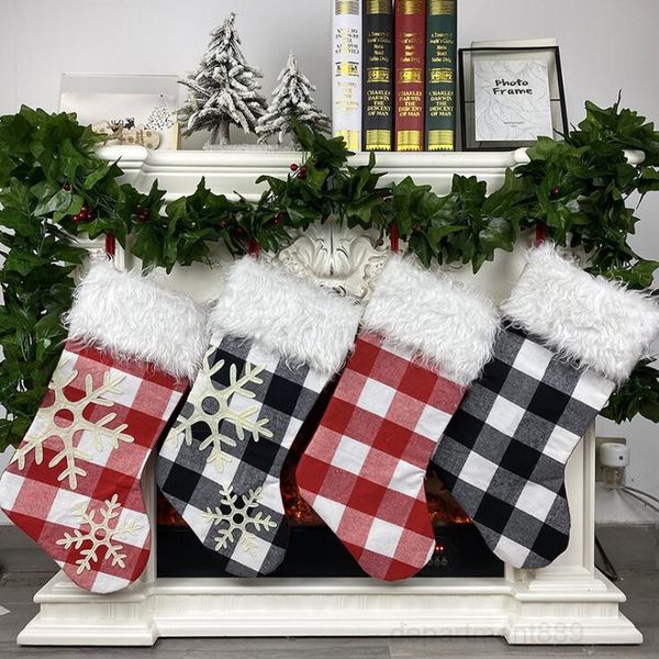 

plaid stockings xmas candy gift bag tree hanging pendant merry christmas decoration creative home party ornaments owc1358
