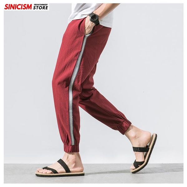 

sinicism store men side striped summer harem pants mens 2020 loose ankle-length trousers male m-5xl chinese style vintage pants1, Black