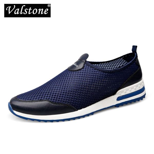 

valstone quality men summer casual mesh shoes fflat slip-on light loafers breathable shoes zapatos de hombre luxury hard-wearing, Red;white