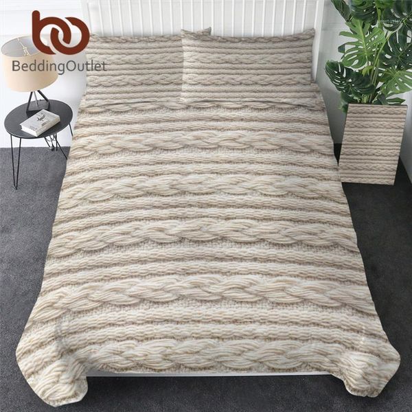 

beddingoutlet 3d printed bedding set  beige duvet cover knitting texture bedlinen pgraphy simple bedclothes drop ship1