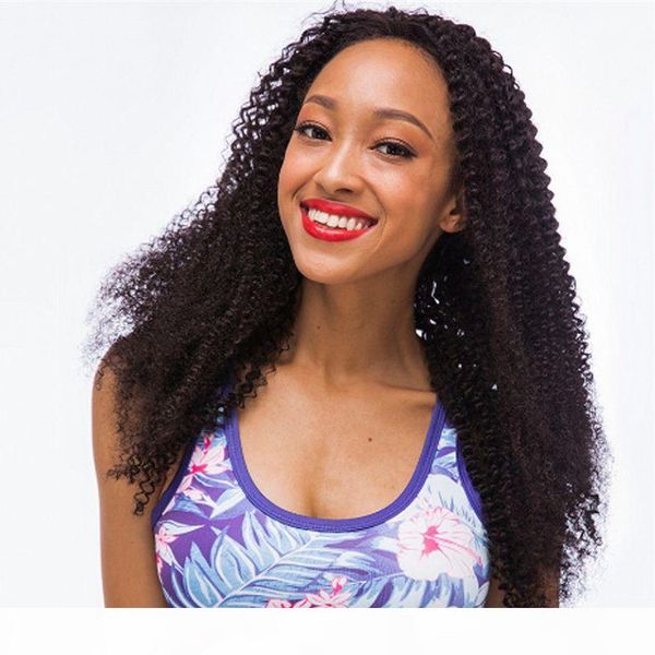 

glueless kinky curly lace front human hair wigs for african american malaysian hair full lace wigs with baby hair, Black;brown
