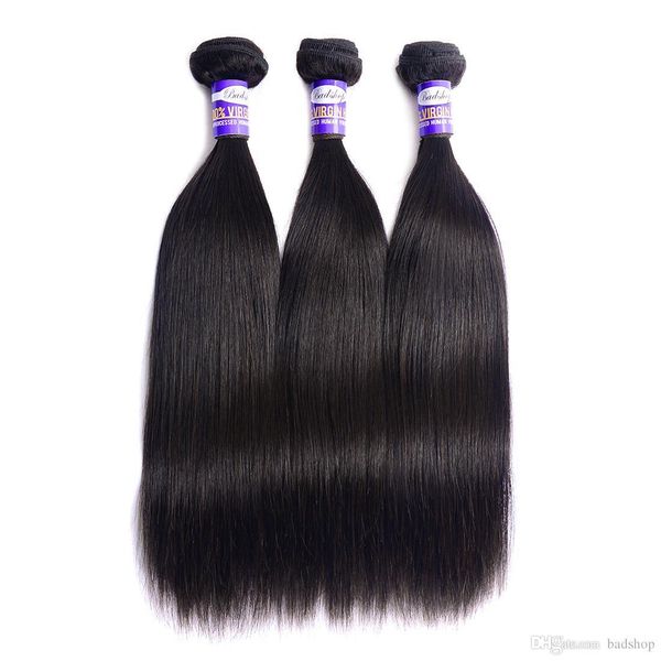 

brazilian virgin human hair extensions straight 3 pcs lot 9a unprocessed brazilian straight human hair bundles natural color, Black