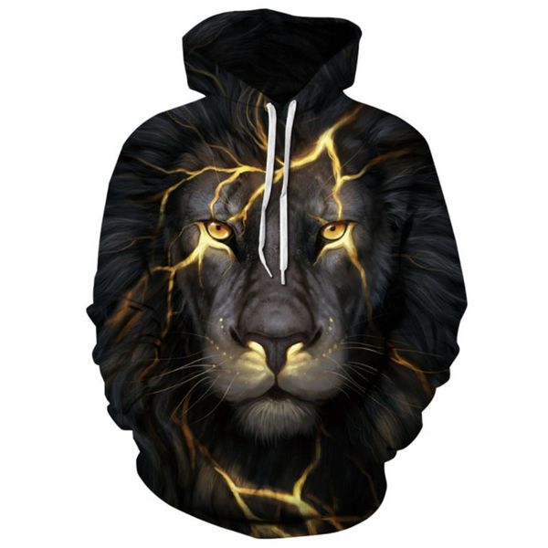 

black lion 3d digital printing large hooded sweater baseball suit