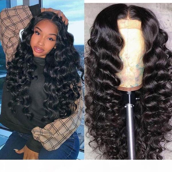 

brazilian loose wave human hair lace front wigs&full lace wigs for black women pre plucked with natural color 9a baby hair 150% density, Black;brown