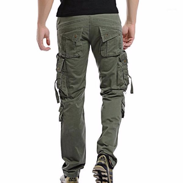 

2020 men cargo pant casual men multi-pocket overall male combat cotton trousers army casual joggers pants size 421, Black