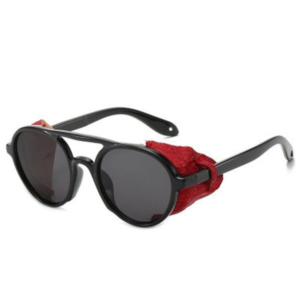

sunglasses retro round men 2021 exaggeration steampunk male sun glasses black grey brown lens shade mirror gafas de sol, White;black
