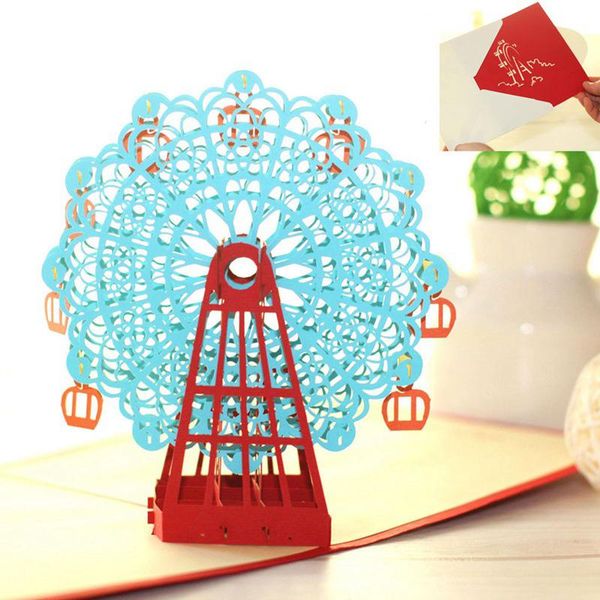 

3d laser cut pop handmade carving ferris wheel paper invitation greeting cards postcard birthday classmate party gift wmtgmf
