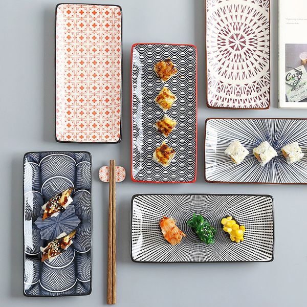 Stoviglie Piatti per la cena per feste Set da tavola Piatto per sushi giapponese Piatto creativo sottosmalto Piatto rettangolare Piatti freddi per la casa 1 PC 201217