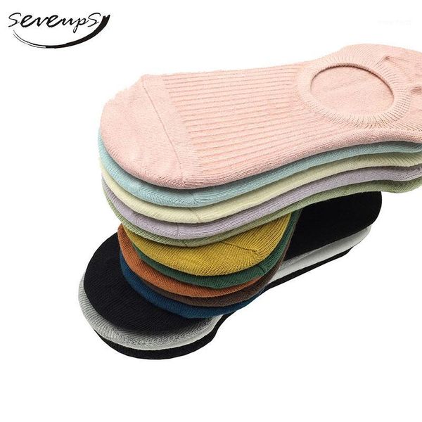 

seveups women's low sock slippers invisible socks for girls cotton plain non-slip foot socks lot 5 pairs1, Black;white