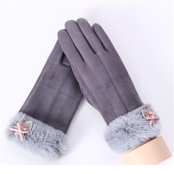 

fashion women warm gloves winter solid full finger hand outdoor sport driving gloves female warm faux suede touch scre sqccat, Black