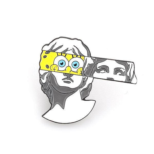 

скульптура личности скульптура enamel pin сегментация человеческое лицо творческая брошь значок джинсовой рюкзак игольчатые броши для женщин, Gray