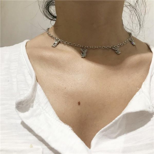 

chokers pendant charm necklace for women rhinestone choker hip hop party jewelry earrings collier femme sweater chain1, Golden;silver