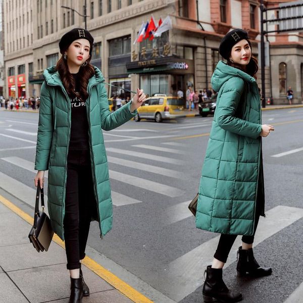 

women's down & parkas s-6xl autumn winter sale women plus size fashion cotton jacket hoodie long warm jackets female coat clothes, Black