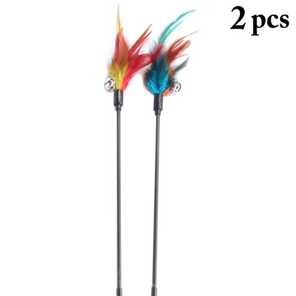

2pcs cat toy feather stick toy for cats kittens interactive cat toy pet with bell pet toys cat supplies tea qylodk