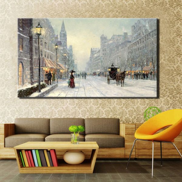 

modern abstract city winter snow landscape oil painting on canvas posters and prints cuadros wall art pictures for living room