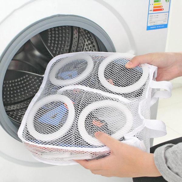 

laundry bags bag shoe wash mesh sack with sling padded see-through cover travel washing pocket bar drying tools dry clothes pouch