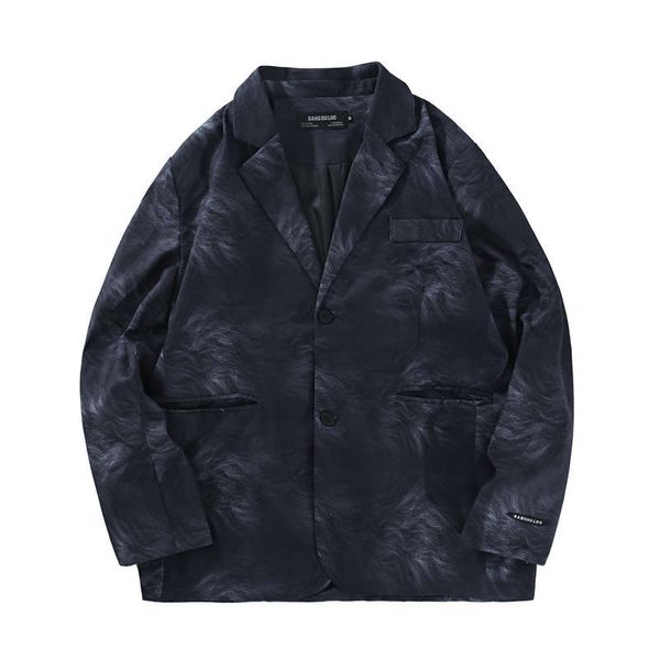 

smog print men's ins fashion suit coat harajuku street trend loose jacket, White;black