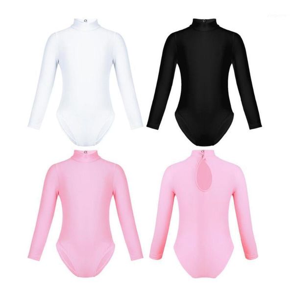 

teen girls long sleeves mock neck ballet tutu formal dance class dress children's gymnastics leotard jumpsuit unitard dancewear1, Black;red