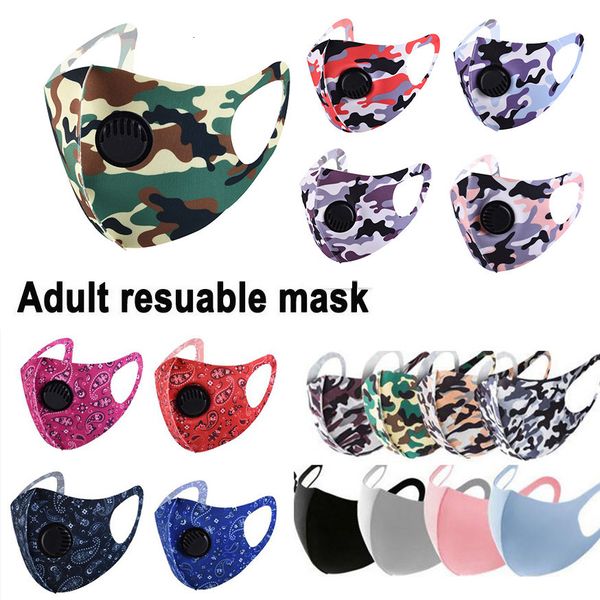 

ice valve silk breathing face washable summer f00gwith reusable anti-dust pm2.5 protective masks fashion design recycle