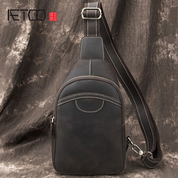 

hbp aetoo men's leather chest bag, first layer leather shoulder bag, handmade retro fashion casual trend messenger bag