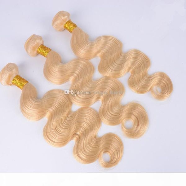 

brazilian blonde bundles 613# body wave virgin hair weft 100g bundle human hair weave extensions non tangle wefts, Black;brown