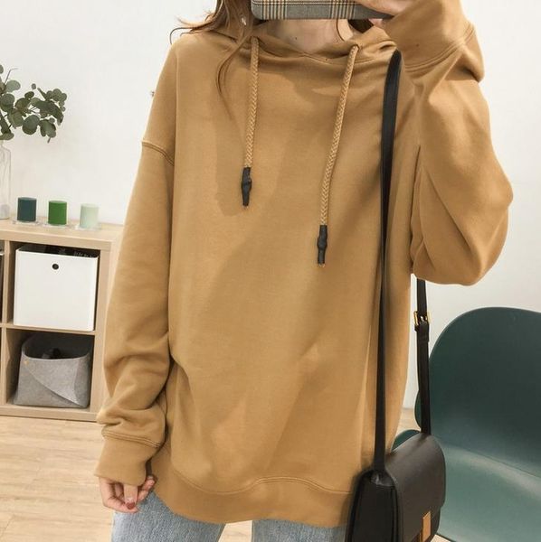 

sporty female casual style hoodie loose cool sashes full sleeve streetwear sweatshirt for women, Black