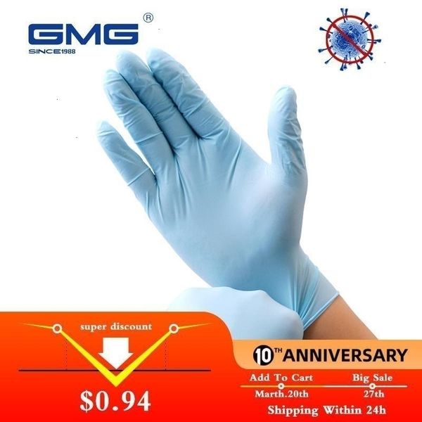 

factoryty02grade blue 6pcs/lot food allergy safety waterproof work nitrile disposable gloves