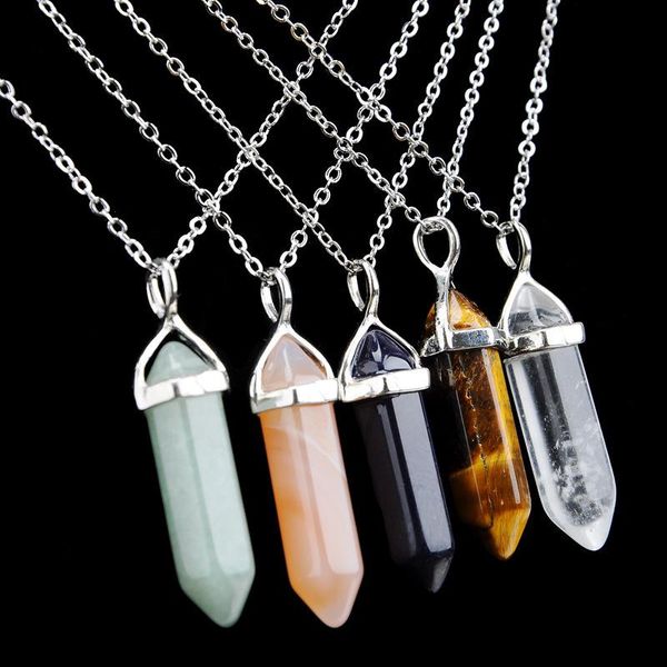 

geometric colorful nature stone necklace agates necklaces stones pendant for women and men wholesale, Silver