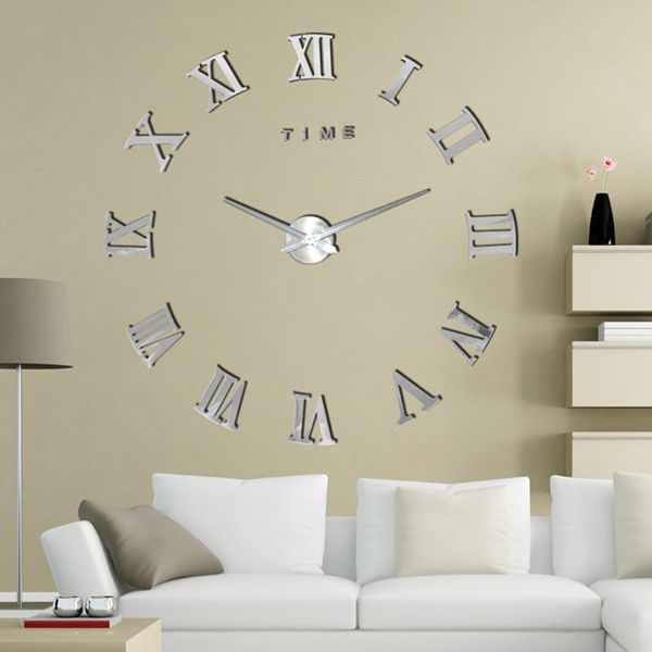 Offerta speciale 3d Grande orologio da parete a specchio in acrilico Fai da te Orologio al quarzo Still Life Orologi Modern Home Decoration Soggiorno Adesivi LJ201204