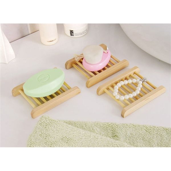 

100pcs natural bamboo trays wholesale dish wooden soap tray holder rack plate box container for bath shower bathroom