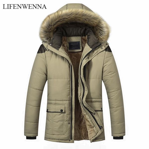 

jacket long lifenwenna overcoats brand clothing fashion 5xl winter warm thick mens with parkas coats hooded male men slim casual mgcep, Black