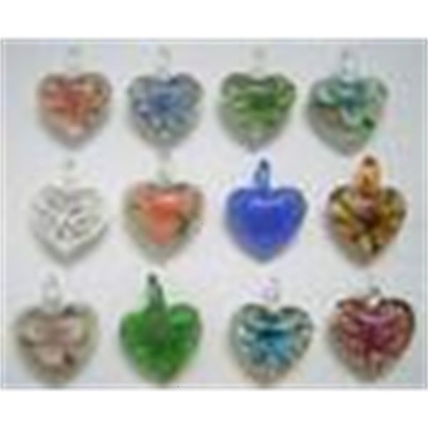 

factoryj139accessory glass murano 10pcs/lot multicolor lampwork pendants heart fit diy craft jewelry pg01 ing