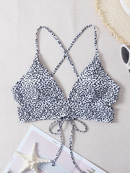 

random dalmatian v neck bikini h7dw#, White;black