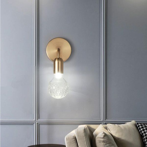 

modern brass gold small wall light globe etched glass shade bedside wall lamps g9 led sconce for bedroom hallway corridor