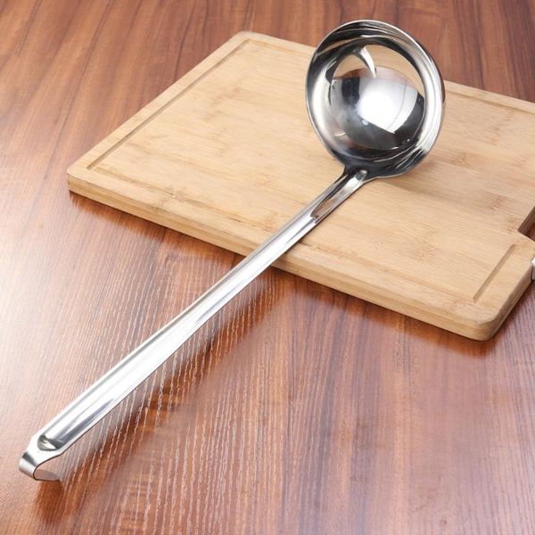 

hanging hook design serving ladle stainless steel long handle soup spoon kitchen cooking utensil (12cm)