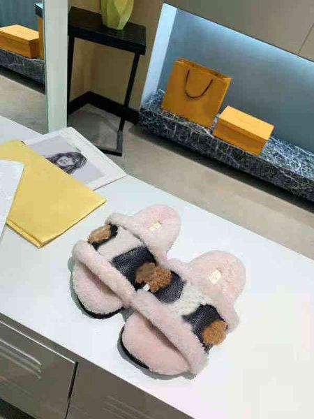 

autumn and winter fur slippers temperament female lovers home casual cowhide fabric high-end quality 36-42, Black