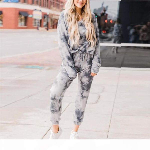 

tie dye velvet tracksuit women two piece set autumn clothes long sleeve and pants pajamas suit female lounge wear outfits, Gray