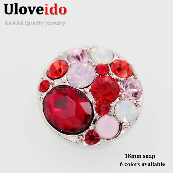 

uloveido red blue green crystal ginger crystal snaps button diy jewelry fit 18mm snaps buttons charm bracelets for women uca1696, Silver