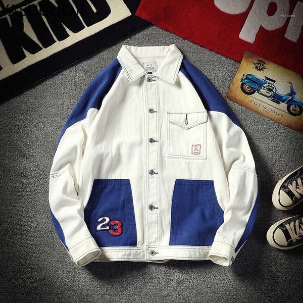 

yasuguoji japanese streetwear patchwork denim jacket jacket 2020 spring fashion hip hop mens casual overalls male jeans1, Black;brown