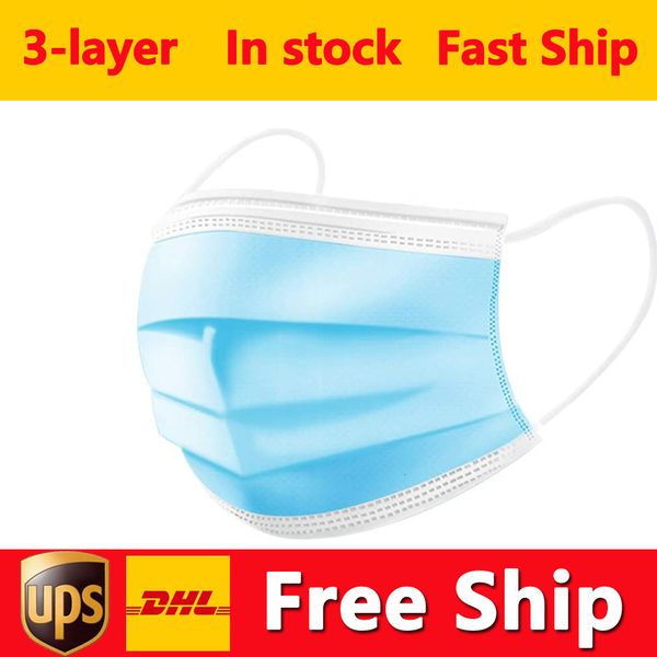 

dhl disposable 50pcs 3-layer protection and personal health mask with earloop mouth face sanitary masks