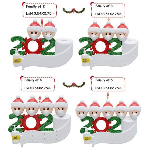 

quarantine 2020 personalized 2 ornaments survivor family esvtof 3 4 5 6 7 diy names with face masks hand sanitized chris