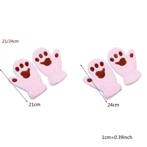 

women winter fuzzy plush full finger gloves cartoon cat windproof ski mitten x7jb, Blue;gray
