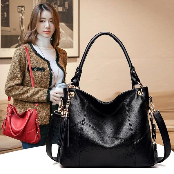 

shoulder bags fashion tassel bag lady leather women designer simple elegant female large-capacity handbag 2021