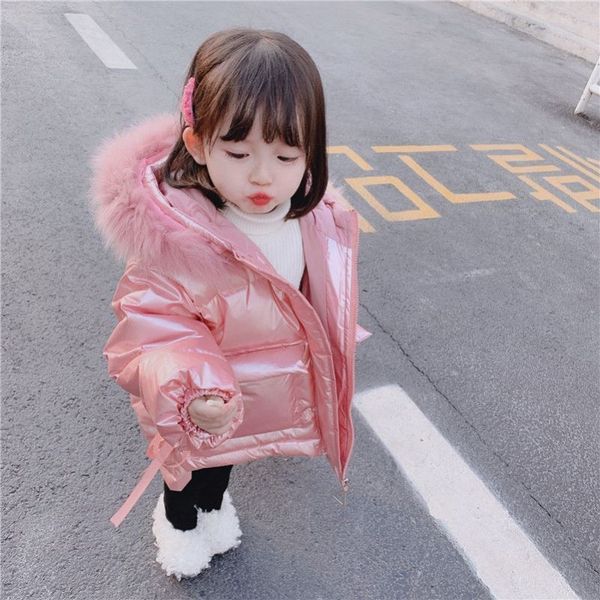 

six year old girl's winter cotton padded coat thickened girl baby's down jacket bright face, Blue;gray