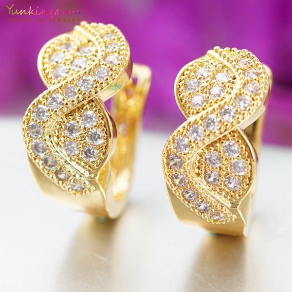 

hoop & huggie yunkingdom brand design irregular fashion earrings for women white cubic zirconia crystal earring hoops brincos k2175, Golden;silver