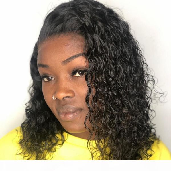 

lace front human hair wigs bob short curly kinky curl wave brazilian hair full lace wig for women natrual hairline, Black;brown