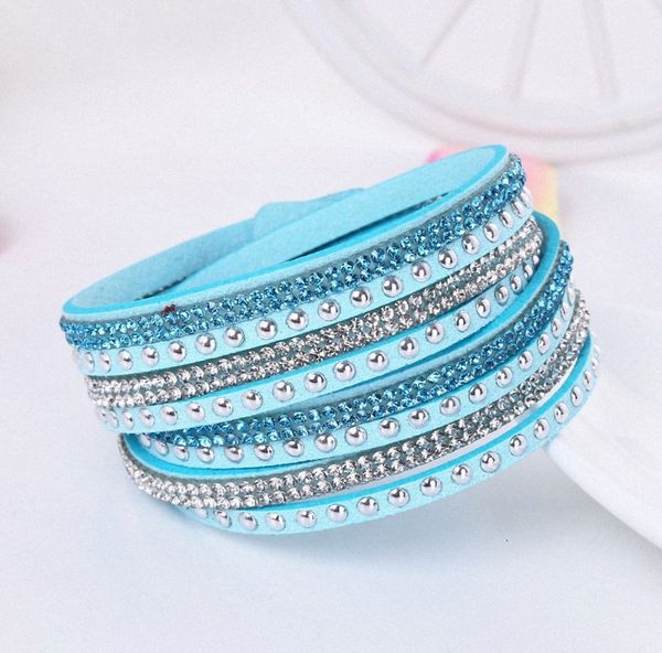 

nwewleather new fashion multilayer wrap bracelets slake deluxe charm bangles with sparkling crystal women sandy beach fi